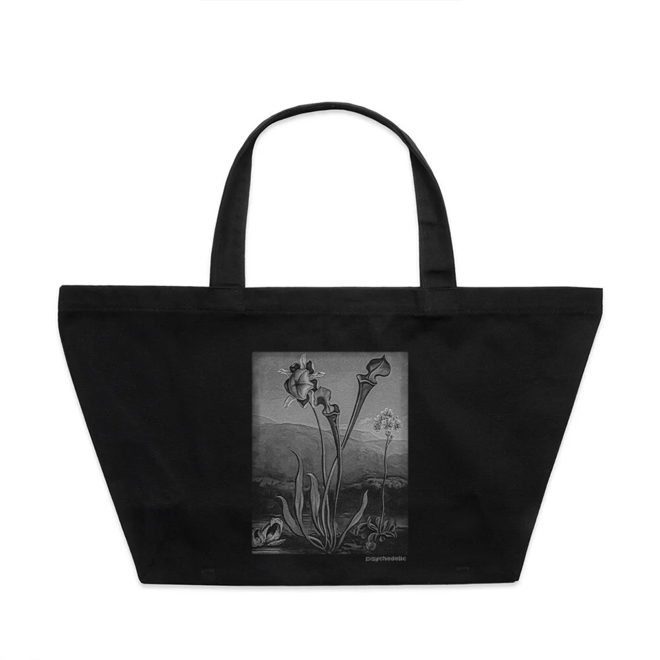 Oversized Black Tote - Psychedelic