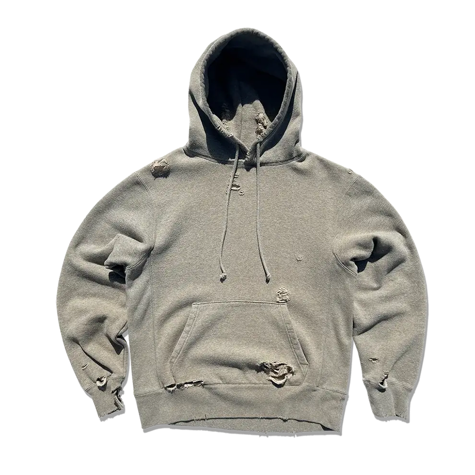 Distressed Heather Grey Hoodie - Psychedelic