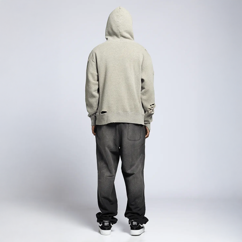 Distressed Heather Grey Hoodie - Psychedelic